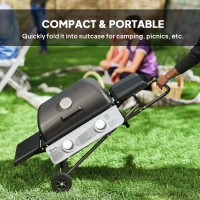Outsunny Two-Burner Portable Suitcase BBQ - Black(m-4)
