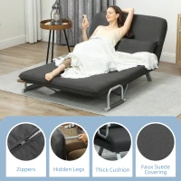 HOMCOM Two-Seater Click-Clack Sofa Bed - Charcoal Grey(m-6)