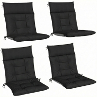 Outsunny Patio Chair Cushions Set of 4, Waterproof Non-Slip Lounge Chair Cushions, 112x53cm, Black