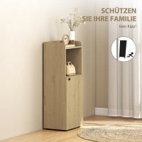 HOMCOM Badezimmerschrank Nischenschrank mit Schrank, offen Regal, verstellbar Regal, Badschrank, 40 x 31 x 104 cm, Gelbeiche(m-7)