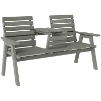 Outsunny Fir Wood Convertible 2 to 3 Seater Outdoor Garden Bench Grey(m-1)