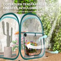 Outsunny Mini Serra Pop Up con Copertura in Plastica, Finestra Avvolgibile e Borsa, 70x70x80 cm, Trasparente(m-5)