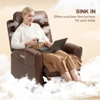 HOMCOM Power Lift Recliner Chair for Elderly, Overstuffed Faux Leather Riser and Reclining Chair with USB A+C Ports, Recliner Armchair for Living Room, Brown(m-7)