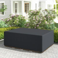 Outsunny 600D Oxford Outdoor Garden Furniture Sofa Set Cover, Waterproof Anti-UV Rattan Sun Lounger Protection Protector Cover, 275L x 205W x 90Hcm, Black(m-2)