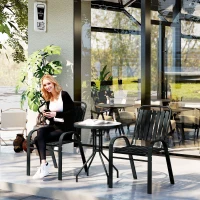 Outsunny 3 Pieces Patio Bistro Set with Stackable Chairs, Tempered Glass Table, for Outdoor, Balcony, Patio, Garden Charcoal Grey(m-2)