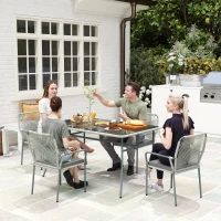 Outsunny Five-Piece PE Rattan Garden Dining Set with Cushions & Stackable Chairs - Light Grey(m-2)