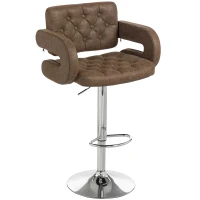 HOMCOM PU Leather Upholstered Swivel Bar Stool, Height Adjustable with Back, Armrest, Footrest, Coffee(m-10)