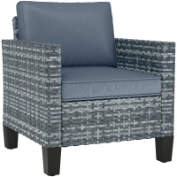 Outsunny Single Rattan Armchair, with Cushions - Light Grey(m-1)