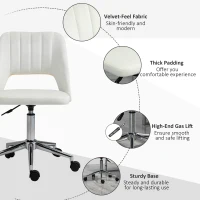Vinsetto Armless Velvet-Feel Office Chair - Cream White(m-7)