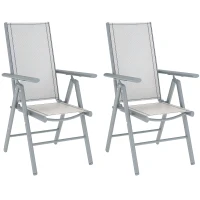 Outsunny Set of Two Aluminium Folding Chairs  - Light Grey(m-10)