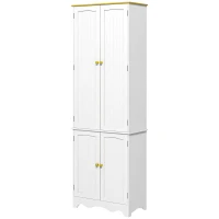 HOMCOM Freestanding 4-Door Kitchen Cupboard, Storage Cabinet Organizer with 4 Shelves, 183cm, White(m-11)