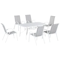 Outsunny Seven-Piece Outdoor Dining Set - Grey(m-1)