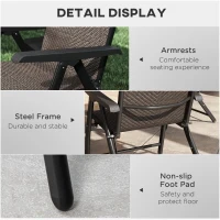 Outsunny Set of Four Folding Garden Chairs, with Seven-Position Adjustable Backs, Dark Brown(m-7)