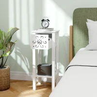 HOMCOM Set of Two Elegant Floral Cut-Out Side Tables - White(m-7)