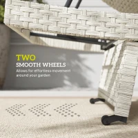 Outsunny Outdoor PE Rattan Sun Lounger, Folding Wicker Garden Lounger Recliner with 4-Level Adjustable Backrest, Rolling Sunbed Lounge Chair with Wheels, Non-Slip Legs for Balcony, Beach, Grey(m-7)