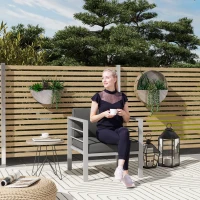 Outsunny Garden Sofa, All-Weather Garden Single Sofa with Removable Cushions, Metal Frame Outdoor Furniture for Balcony, Charcoal Grey(m-2)