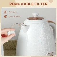 HOMCOM 3kW Rapid Boil Honeycomb Kettle - Cream(m-8)