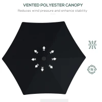 Outsunny 3(m) Solar LED Cantilever Parasol - Black(m-6)