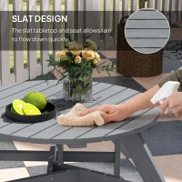 Outsunny Wooden Garden Dining Set, 6 Seater Round Dining Picnic Table with Matching Bench, Garden Furniture Set with Parasol Hole for Outdoor Patio Party and Family Gatherings, Grey(m-6)