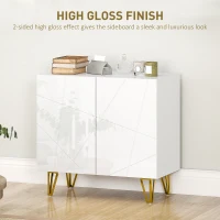 HOMCOM Modern Luxe High Gloss Sideboard, with Hairpin Legs - White(m-4)