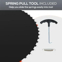 SPORTNOW Trampoline Replacement Mat with Spring Pull Tool, 54 V-Hooks, for 10ft Trampoline using 14cm Springs, Black(m-6)