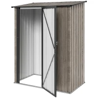 Outsunny 5ft x 3ft Metal Garden Storage Shed, Outdoor Tool Shed with Sloped Roof, Lockable Door for Tools, Equipment, Light Grey(m-11)