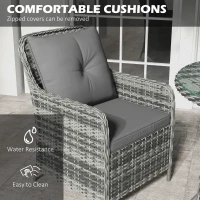 Outsunny 4 Seater Rattan Dining Set with Parasol & Cushions - Mixed Grey(m-5)