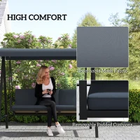 Outsunny Three-Seat Garden Swing Chair, with Adjustable Canopy - Dark Grey(m-5)