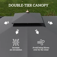 Outsunny 3 m Square Garden Parasol - Black(m-5)