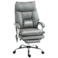 HOMCOM Faux Leather Office Chair, with Inflatable Lumbar - Grey(m-10)