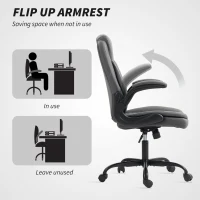HOMCOM Faux Leather Office Chair. with Flip-Up Armrests - Charcoal Grey(m-7)
