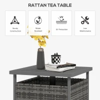 Outsunny Outdoor Rattan Wicker Coffee Table w/ Umbrella Hole Suitable for Garden Garden(m-4)