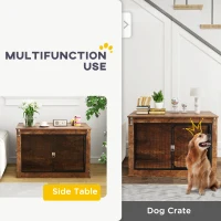 PawHut Dog Crate Furniture with Openable Top, Two Doors, for Large Dogs, Rustic Brown(m-4)