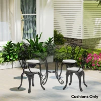 Outsunny Outdoor Bistro Chair Cushions Set of 4 with Removable Cover, 41 x 41 x 5 cm Round Seat Cushions with Ties, Light Grey(m-2)