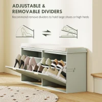 HOMCOM Elegant Ten Shoe Bench, with Top Seat - Green(m-6)