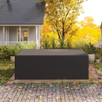 Outsunny 600D Oxford Outdoor Garden Furniture Sofa Set Cover, Waterproof Anti-UV Rattan Sun Lounger Protection Protector Cover, 275L x 205W x 90Hcm, Black(m-9)