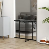 PawHut Cancelletto per Cani Estensibile con Viti e Ampia Apertura, in Metallo e Plastica, 76-107x76 cm, Nero(m-9)