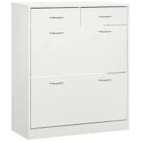 HOMCOM Narrow Shoe Storage with 2 Flip Drawers and Adjustable Shelves Shoe Cabinet Organizer for 12 Pairs of Shoes, White