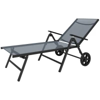 Outsunny Five-Position Reclining Sun Lounger - Grey(m-11)