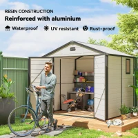 Outsunny 7.9ft x 6.2ft Aluminium Frame and Plastic Wall Shed, with Foundation - Cream White(m-5)