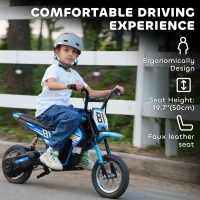 AIYAPLAY Kids Electric Motorbike, 24V Ride On Motorcycle with 3 Speeds and Rear Suspension, Dirt Bike for 8-12 Years Old, Blue(m-7)