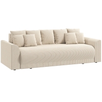 HOMCOM Slaapbank 190x150cm 3-zits bank met slaapfunctie, kussens, opbergruimte, cord-look voor woonkamer, Beige