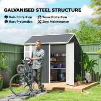 Outsunny 7 x 6ft Galvanised Garden Shed, with Latch - Dark Grey(m-4)