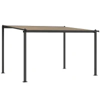 Outsunny 3.6 x 3 m Lean to Garden Pergola with PC Roof, Aluminium Frame Hardtop Gazebo Pergola with Drainage Gutters, Dark Grey(m-1)