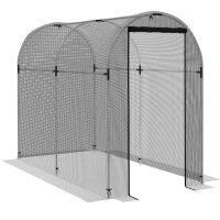 Outsunny Galvanised Steel Fruit Cage, Plant Protection Tent with Zipped Door, 1.2 x 2.4 x 1.9m, Black(m-10)