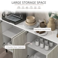 HOMCOM Kitchen Sideboard Storage Cabinet for Living Room with Adjustable Shelves 4 Doors and Pine Wood Legs White(m-4)