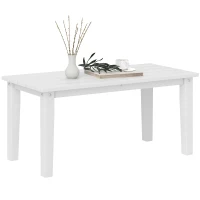 Outsunny Outdoor Garden Coffee Table, HDPE All-Weather Rectangular Outdoor Garden Table with Slatted Tabletop for Patio, Balcony, 91 x 44 x 42 cm, White(m-10)