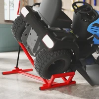 HOMCOM 400 kg Foldable Ride-On Mower Jack Lift, Adjustable Steel Lifting Device, for Lawn Mower, ATV, Red(m-2)