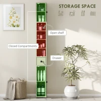 kleankin 180cm Slim Bathroom Cabinet, with Drawer, Shelves and Cupboards - Green(m-4)