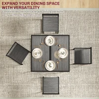 HOMCOM Dining Table and Chairs Set 2, Dining Room Sets, Rectangular Space Saving Table and 2 Chairs for Compact Kitchens, Steel Frame, Grey Wood-Effect(m-7)